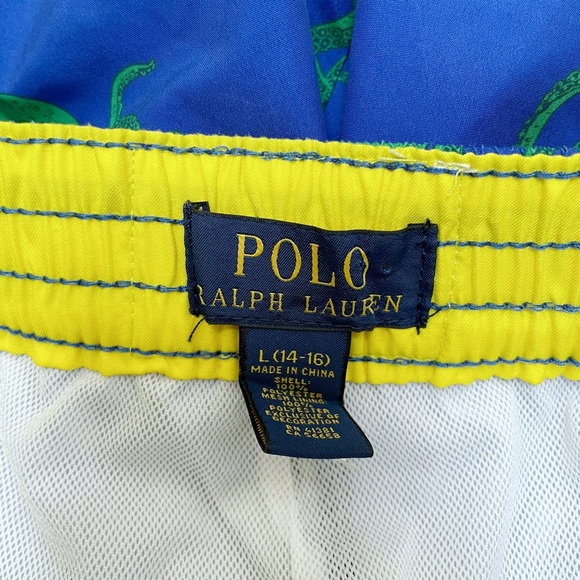 POLO Ralph Lauren Octopus Swim Shorts Blue Lined Drawstrings, Boys 14-16 - Picture 7 of 7